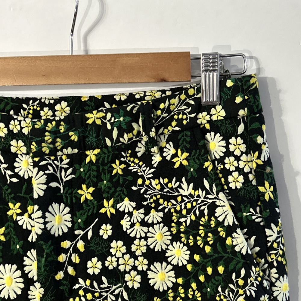 Anthropologie Current Air Daisy Floral Jacquard Slim Straight Pant Small 🌼